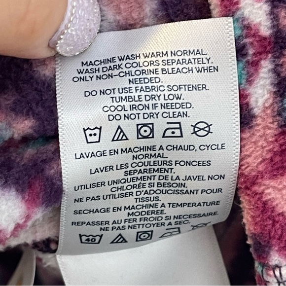 Lands' End 1/4 Zip Fleece Fair Isle Pullover Sweatshirt Size 3X Mock Neck Pink - Picture 12 of 12